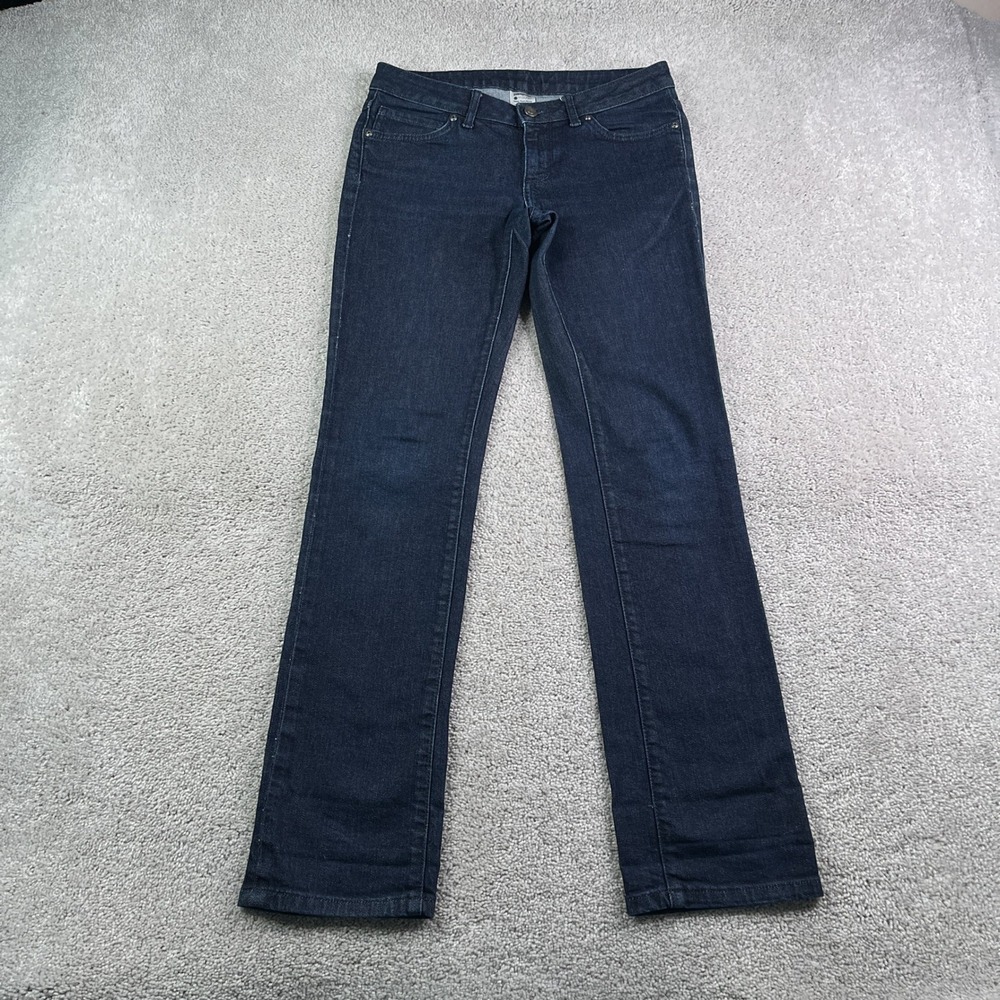Patagonia Jeans Women 27 Blue Low Rise Straight Iron Clad Dark Stretch Denim